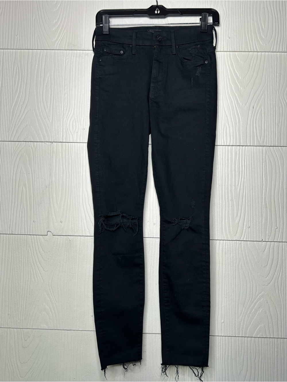 MOTHER Women's Black Skinny Distressed Jeans